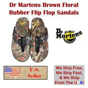 Dr Martens Brown Floral Rubber Flip Flop Sandals